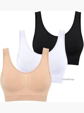 3 Pack Seamless Wire-Free Sports Bras High Support Racerback Yoga Gym